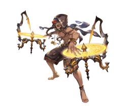  1boy abs alternate_costume anklet barefoot blue_eyes bracelet braid brown_hair dark-skinned_male dark_skin full_body granblue_fantasy headphones hood j.j_(granblue_fantasy) jewelry long_hair magic_circle male_focus minaba_hideo necklace official_art solo sunglasses teeth topless_male transparent_background 