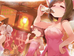  6+girls =_= bad_id bad_pixiv_id bare_shoulders blush bottle brown_hair character_name coffee_milk copyright_name covering_privates doughnut drill_hair drinking eating food grey_hair ichihara_nina idolmaster idolmaster_cinderella_girls kanzaki_ranko kawashima_mizuki maekawa_miku milk_bottle mimura_kanako multiple_girls naked_towel nude_cover out_of_frame photoshop_(medium) ponytail shiina_noriko steam towel twin_drills usoneko weighing_scale |_| 