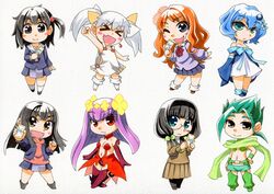  &gt;_&lt; 6+girls :d ;d aoi_akira aqua_eyes black_eyes black_hair blue_hair blush_stickers breasts brown_eyes brown_hair card chibi cleavage clenched_hand closed_eyes commentary_request glasses green_hair hair_ornament hairband hanayo_(wixoss) holding kawachi_koorogi kominato_ruuko kurebayashi_yuzuki long_hair low_twintails medium_breasts midoriko_(wixoss) multiple_girls navel one_eye_closed open_mouth pantyhose piruluk pleated_skirt purple_hair raised_fist red_eyes school_uniform selector_wixoss serafuku short_hair skirt small_breasts smile tama_(wixoss) thighhighs twintails uemura_hitoe v-shaped_eyebrows wavy_mouth white_hair wixoss xd 