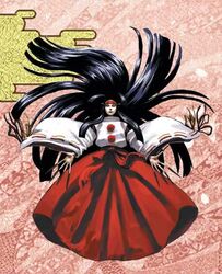  absurdly_long_fingernails absurdly_long_hair black_hair blunt_ends egasumi female fingernails floating_hair full_body headband itou_satoshi japanese_clothes kariginu long_fingernails long_hair miko official_art open_hands pom_pom_(clothes) rashoujin_mizuki samurai_spirits sharp_fingernails snk solo spread_fingers very_long_hair wide_sleeves 