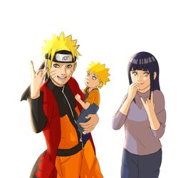  2boys \m/ blue_eyes carrying couple family father_and_son female husband_and_wife hyuga_hinata hyuuga_hinata lolicon male mother_and_son multiple_boys naruto purple_eyes uzumaki_boruto uzumaki_naruto 