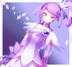  31_(bluesan) arm_warmers bad_id bad_pixiv_id brooch choker commentary_request cure_sword dokidoki!_precure earrings female hair_ornament hairpin heart heart_brooch high_ponytail jewelry kenzaki_makoto long_hair magical_girl photoshop_(medium) ponytail precure purple_arm_warmers purple_choker purple_eyes purple_hair purple_skirt purple_theme ribbon skirt smile solo spade_(shape) spade_hair_ornament 