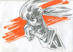  60s 70s cyborg_009 hayama_jun&#039;ichi hayama_junichi illustration ink_drawing laser_gun oldschool shimamura_joe 