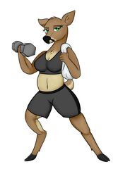  absurd_res anthro deer female fitness fur hi_res mammal midriff navel noodlestoat solo 