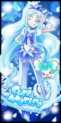  \m/ blue_choker blue_eyes blue_hair blue_skirt blue_theme brooch character_name choker coffret_(heartcatch_precure!) commentary_request copyright_name cure_marine female heart heart_brooch heartcatch_precure! jewelry kurumi_erika long_hair magical_girl one_eye_closed photoshop_(medium) precure skirt solo umakoshi_yoshihiko_(style) very_long_hair yoshimune 