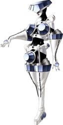  artemis_(persona_2) bodysuit boots colored_skin elbow_gloves female full_body gloves hat hidden_eyes kazuma_kaneko official_art persona persona_2 platform_footwear solo thigh_boots thighhighs transparent_background white_skin 