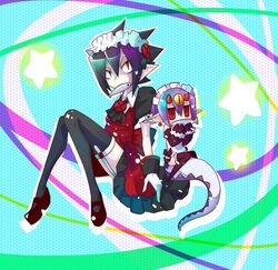  crossdressing crossdressing desco desco_(disgaea) disgaea disgaea_4 fish maid makai_senki_disgaea_4 red_eyes tail thighhighs trap valbatose valvatorez_(disgaea) 