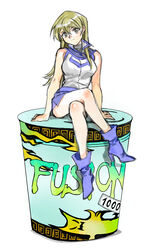  203wolves absurdres ankle_boots arm_support bare_arms bare_shoulders blonde_hair boots breasts buttons closed_mouth commentary_request crossed_legs cup_ramen duel_academy_uniform_(yu-gi-oh!_gx) duel_monster female full_body high_heel_boots high_heels highres instant_fusion long_hair looking_at_viewer medium_breasts miniskirt noodle_stopper simple_background sitting skirt sleeveless smile solo tenjouin_asuka thighs turtleneck white_background yellow_eyes yu-gi-oh! yu-gi-oh!_gx 