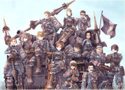  6+boys 6+girls artist_request caterpillar_tracks cezary_regard coby_caird edy_nelson everyone homer_peron juno_coren military military_uniform military_vehicle montley_leonard motor_vehicle multiple_boys multiple_girls official_art ramona_linton rosina_selden senjou_no_valkyria_(series) senjou_no_valkyria_1 tank ted_ustinov theold_bohr uniform war wavy_(senjou_no_valkyria) wendy_cheslock yoko_martens 