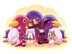  2boys 3girls aged_down baby big_sis_prinny_(disgaea) blonde_hair blue_hair brown_hair demon_girl disgaea etna_(disgaea) family flonne laharl laharl&#039;s_mother lolicon mid-boss_(disgaea) multiple_boys multiple_girls pants pink_hair pointy_ears prinny purple_hair tsuyuka_(sunny_spot) wings 