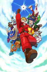  3girls 6+boys :o ^_^ accel aircraft airplane apron arm_up ayame_(power_stone) bandana bandeau belt bikini bikini_top_only blonde_hair blue_eyes blue_hair boots braid breasts brown_hair buttons capcom cape capelet chef_hat cleavage clenched_hand closed_eyes cloud cowboy_hat cowboy_western dark_skin day dress edward_fokker everyone facial_hair facial_mark falling fingerless_gloves foreshortening from_below frying_pan galuda gem glasses gloves goatee goggles goggles_on_head gourmand green_eyes gunrock hair_bun hair_ornament hair_over_one_eye hairband hand_on_own_hip harem_outfit hat headband heart holding holster jack_(power_stone) japanese_clothes jewelry julia_whitepearl kimono lolicon lolita_fashion long_hair looking_at_viewer medium_breasts moustache multiple_boys multiple_girls open_mouth outdoors pants parasol pete_(power_stone) photoshop_(medium) plump power_stone power_stone_2 rouge_(power_stone) ryouma_(power_stone) scared scarf short_hair short_kimono single_braid single_hair_bun sky sun sweatdrop swimsuit sword tattoo teeth umbrella wang-tang weapon wristband 