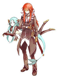  1boy aqua_(tales) artist_request blue_eyes blue_hair brown_eyes female glasses gloves long_hair pale_skin photoshop_(medium) red_hair richter_abend sword tales_of_(series) tales_of_symphonia tales_of_symphonia_knight_of_ratatosk weapon 