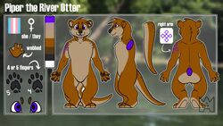  16:9 anthro arm_tattoo aroura_borkialis_(artist) english_text female hi_res lgbt_pride lontra mammal model_sheet mustelid nonbinary_(lore) north_american_river_otter otter paws piper_(piflnoso) pride_colors pronouns purple_eyes river_otter solo tattoo text trans_(lore) transgender_pride_colors widescreen 