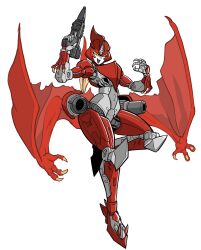  beast_wars female full_body genderswap_(mtf) gun highres holding holding_gun holding_weapon looking_at_viewer mecha no_humans oohara_tetsuya open_hand open_mouth robot rule_63 simple_background smile solo terrorsaur transformers weapon white_background wings yellow_eyes 