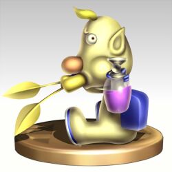  1boy alien blonde_hair brown_eyes looking_at_viewer louie louie_(pikmin) no_humans pikmin pikmin_2 simple_background spacesuit spray super_smash_bros. trophy 