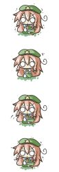  :&lt; aoblue chibi commentary_request female hat highres hong_meiling long_hair o_o red_hair simple_background touhou trembling white_background 