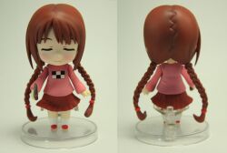  bad_id bad_pixiv_id braid brown_hair closed_eyes female figure knife madotsuki nendoroid photo_(medium) photoshop_(medium) pink_shirt ringoanu shirt skirt smile twin_braids twintails yume_nikki 