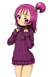  female lolicon ojamajo_doremi purple_eyes purple_hair segawa_onpu sentarou side_ponytail simple_background sweater 