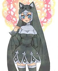  animal_hood digimon hood nun sistermon_noir smile symbol-shaped_pupils 