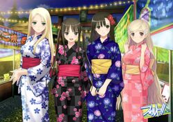  blonde_hair brown_hair date_wingfield_reiko fault festival glasses group hayama_rika japanese_clothes long_hair night saeki_ai scan sugiyama_mio taka_tony torii yukata 