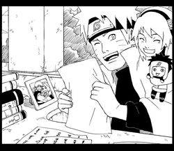  black_and_white ladygt93 monochrome naruto naruto_shippuuden sakura_haruno smile uzumaki_naruto yamato_(naruto) 