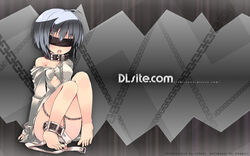  barefoot blindfold bondage chains collar dlsite.com elle_sweet gray_hair original refeia short_hair watermark 