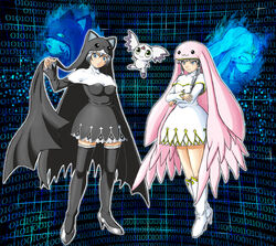  2girls culumon digimon dual_persona female multiple_girls nun shoes silver_hair sistermon_blanc sistermon_blanc_(awaken) sistermon_noir sistermon_noir_(awaken) 