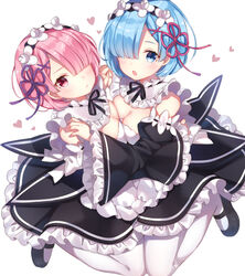  cleavage jimmy maid pantyhose ram_(re_zero) re_zero_kara_hajimeru_isekai_seikatsu rem_(re_zero) 