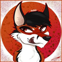  1:1 anthro black_hair black_nose brown_eyes canid canine dary_cl fox fur hair japanese male mammal red_body red_fox red_fur redrick_(erickredfox) solo stripes tongue tongue_out true_fox 