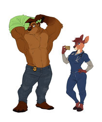  anthro avoid_posting bear ben_bearett_(grizzlygus) bottomwear brown_bear cellphone clothing deer denim denim_bottomwear denim_clothing duo electronics female furrybob grizzly_bear hi_res holly_hart_(grizzlygus) jeans male male/female mammal muscular muscular_male new_world_deer nurse nurse_clothing nurse_uniform pants phone pleased police police_officer romantic romantic_couple scrubs shirtless_male taking_off_shirt taking_picture uniform ursine white-tailed_deer 