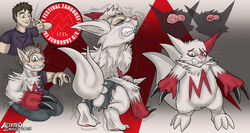  2023 altered-zangy brain claws ear_expansion english_text expansion feral fur generation_3_pokemon hi_res human human_to_feral intelligence_loss male mammal markings nintendo organs pokemon pokemon-specific_day pokemon_(species) red_markings solo species_transformation tail text transformation transformation_sequence white_body white_fur zangoose zangoose_day 