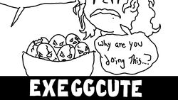  16:9 2020 4chan ambiguous_gender angry black_and_white bowl container cracks dialogue digital_drawing_(artwork) digital_media_(artwork) egg_creature ellipsis english_text ergomancy exeggcute female feral force_feeding forced generation_1_pokemon group hair hi_res human mammal meme monochrome nintendo open_mouth pokemon pokemon_(species) question_mark questioning_ellipsis sad simple_background species_name speech_bubble text wavy_mouth white_background white_text widescreen you_have_to_eat_all_the_eggs 