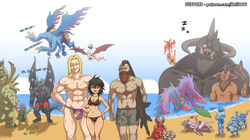  3girls 5others 6+boys abs alternate_costume archaon_the_everchosen be&#039;lakor beach beard bikini bird black_bikini black_hair blonde_hair brown_hair bulge chaos_(warhammer) chest_hair cloud daemon_prince day demon demon_boy demon_girl demon_wings dragon dragon_ogre english_commentary english_text ethrac_glott everyone facial_hair fangs feathered_wings galrauch_the_great_drake genderswap_(mtf) ghurek_glott grey_shorts hellcross_(dkrejd2000) heresy kairos_fateweaver kholek_suneater krakanrok_the_black leaf long_hair male_swimwear mohawk multiple_boys multiple_girls multiple_heads multiple_others muscular muscular_male navel ocean oerba_yun_fang one_eye_closed otto_glott outdoors pectorals purple_shorts red_shorts rule_63 sand scar shore short_hair shorts sigvald_the_magnificent skull sky sleeping smile spikes surfboard swim_trunks swimsuit sword the_blue_scribes the_changeling_(warhammer) the_masque_of_slaanesh topless_male tusks u&#039;zhul_the_skulltaker valkia_the_bloody warhammer_fantasy weapon wings wulfrik_the_wanderer yellow_eyes zzz 