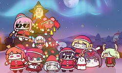  1other 6+girls :3 aurora black_hair blonde_hair blue_eyes boomei_(nanashi_mumei) button_eyes buttons ceres_fauna chibi christmas christmas_ornaments christmas_tree commentary dollrys_(irys) english_commentary full_moon gawr_gura giraffe_fauna grey_hair hakos_baelz halloween_baelz hat holocouncil hololive hololive_english holomyth irys_(hololive) jazz_jack light_green_hair moon mori_calliope multiple_girls nanashi_mumei night ninomae_ina&#039;nis omega_alpha orange_eyes orange_hair ouro_kronii peeking_out pink_hair purple_eyes purple_hair red_hair sana_worm_(tsukumo_sana) santa_costume santa_hat smile snowman sunglasses takanashi_kiara tsukumo_sana virtual_youtuber watson_amelia wide_face yagoo yukkronii_(ouro_kronii) yukkuri_shiteitte_ne 