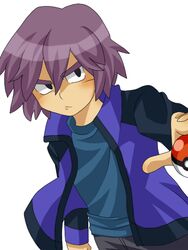  male male_focus poke_ball pokeball pokemon pokemon_(anime) purple_hair shinji_(pokemon) 