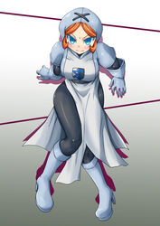  angie_(pokemon) angry blue_eyes boots breasts female gloves large_breasts looking_at_viewer nintendo orange_hair pokemon pokemon_(game) pokemon_black_and_white pokemon_bw shirogane_(cufsser) team_plasma 