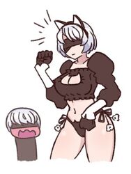  1boy female female nier_(series) nier_automata shiny short_hair simple_background solo thong white_background yorha_unit_no._2_type_b 