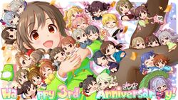  6+girls :3 :d ^_^ akagi_miria alternate_costume anastasia_(idolmaster) animal_ears annindoufu_(oicon) anniversary asari_nanami blazer bottle braid brown_hair candy candy_island_(idolmaster) cat_ears cat_tail chibi chibi_on_head closed_eyes commentary confetti countdown crying enmaided falling folding_fan food green_jacket hair_ornament hair_over_shoulder hair_scrunchie hand_fan hayami_kanade heart highres himekawa_yuki hino_akane_(idolmaster) hojo_karen holding holding_fan hoshi_syoko ichinose_shiki idolmaster idolmaster_cinderella_girls idolmaster_cinderella_girls_starlight_stage jacket jougasaki_mika jougasaki_rika jumpsuit kamiya_nao kemonomimi_mode kimura_natsuki kobayakawa_sae koshimizu_sachiko lazy_lazy_(idolmaster) lollipop long_sleeves looking_at_viewer maekawa_miku maid mimura_kanako mini_person minigirl miyamoto_frederica morikubo_nono multiple_girls mushroom_on_head nishijima_kai nitta_minami nyan_nyan_nyan_(idolmaster) official_art ogata_chieri on_head one_eye_closed open_mouth orange_eyes pantyhose parachute perfume_bottle pina_korata pom_pom_(cheerleading) sakuma_mayu scrunchie senkawa_chihiro shiomi_syuko signature single_braid slit_pupils smile stuffed_animal stuffed_fish stuffed_rabbit stuffed_toy sweatdrop tada_riina tail takamine_noa under_the_desk_(idolmaster) wakabayashi_tomoka wrapped_candy yusa_kozue 