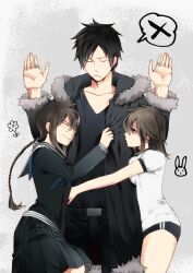  buruma durarara!! gym_uniform hataya megane orihara_izaya orihara_kururi orihara_mairu seifuku 