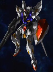  beam_rifle energy_gun gun gundam gundam_age gundam_legilis highres mecha no_humans rifle shield space vagan weapon 