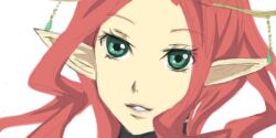  alfa_system choker female green_eyes inanna long_hair open_mouth pointy_ears red_hair tales_of_(series) tales_of_innocence 