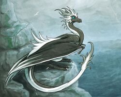  avoid_posting claws dragon european_mythology female horn hybrid mythological_creature mythological_scalie mythology scalie seaside squeedgemonster western_dragon wings wyvern 