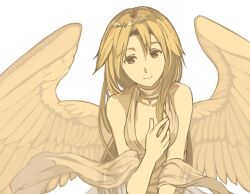  angel_wings bad_id bad_pixiv_id dress ehekatl_of_luck elona female harusame_(rueken) monochrome smile solo wings 