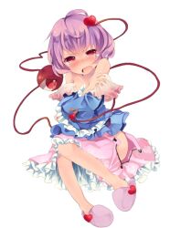  bad_id bad_pixiv_id bare_shoulders blush embarrassed eyeball female heart kedama_milk komeiji_satori off_shoulder open_clothes open_mouth open_skirt pink_hair pink_skirt red_eyes short_hair simple_background skirt slippers solo tears third_eye touhou white_background 