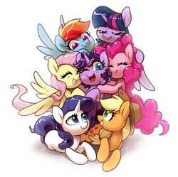  absurd_res alicorn applejack_(mlp) celebi-yoshi cutie_mark earth_pony equid equine fan_character female feral fluttershy_(mlp) friendship_is_magic group hasbro hi_res horn horse mammal mane_six_(mlp) my_little_pony mythological_creature mythological_equine mythology pegasus pinkie_pie_(mlp) pony rainbow_dash_(mlp) rarity_(mlp) simple_background twilight_sparkle_(mlp) unicorn wings 