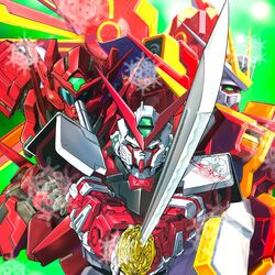  extreme_gundam_type_leos_agios_phase gerbera_straight green_eyes gundam gundam_00 gundam_00f gundam_astraea_type-f gundam_astray_red_frame gundam_exa gundam_seed gundam_seed_astray gundam_seed_destiny holding holding_sword holding_weapon katana looking_ahead mecha mechanical_wings mobile_suit no_humans robot science_fiction sword tokita_kouichi v-fin weapon wings 