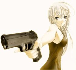  blonde_hair girl guilty_crown gun long_hair weapon white yuzuriha_inori 