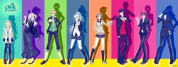  4boys 4girls ;q amagi_yukiko boots commentary_request everyone folding_fan genderswap_(ftm) genderswap_(mtf) glasses grin hanamura_yousuke hand_fan hat headphones headphones_around_neck highres kujikawa_rise kuma_(persona_4) kunai long_hair manna manna_(sghrm6ma) multiple_boys multiple_girls narukami_yuu one_eye_closed persona persona_4 ponytail rule_63 satonaka_chie school_uniform sghrm6ma shadow shirogane_naoto short_hair side_ponytail skirt smile tatsumi_kanji thighhighs tongue tongue_out weapon 