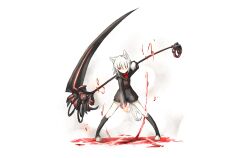  foxgirl kazanami orange_eyes original scythe short_hair tail white white_hair 