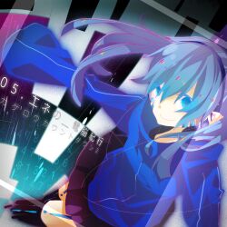  bad_id bad_pixiv_id blue_eyes blue_hair ene_(kagerou_project) ene_no_dennou_kikou_(vocaloid) female headphones kagerou_project skirt solo twintails vocaloid yuuyuu_(yuk1130) 